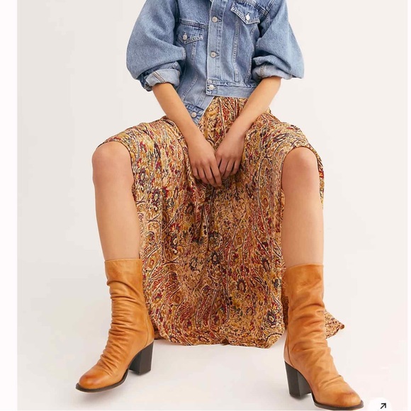 Free People Elle Block Heel Boot Size EU 41 Tan - Picture 3 of 16